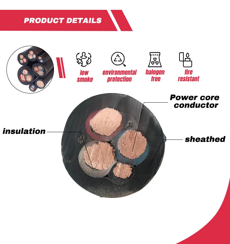 Mcp 0.66/1.14kv Pcg Tinned Copper Conductor CPE Rubber Shielded Flexible Power Cable for Coal Mining Machine